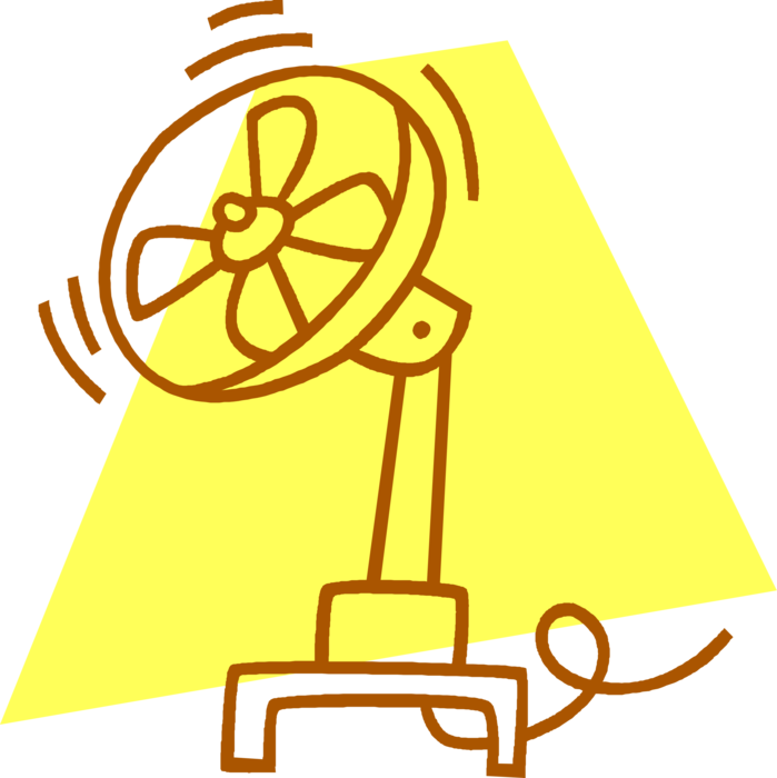 Vector Illustration of Household Electric Fan Provides Air Circulation