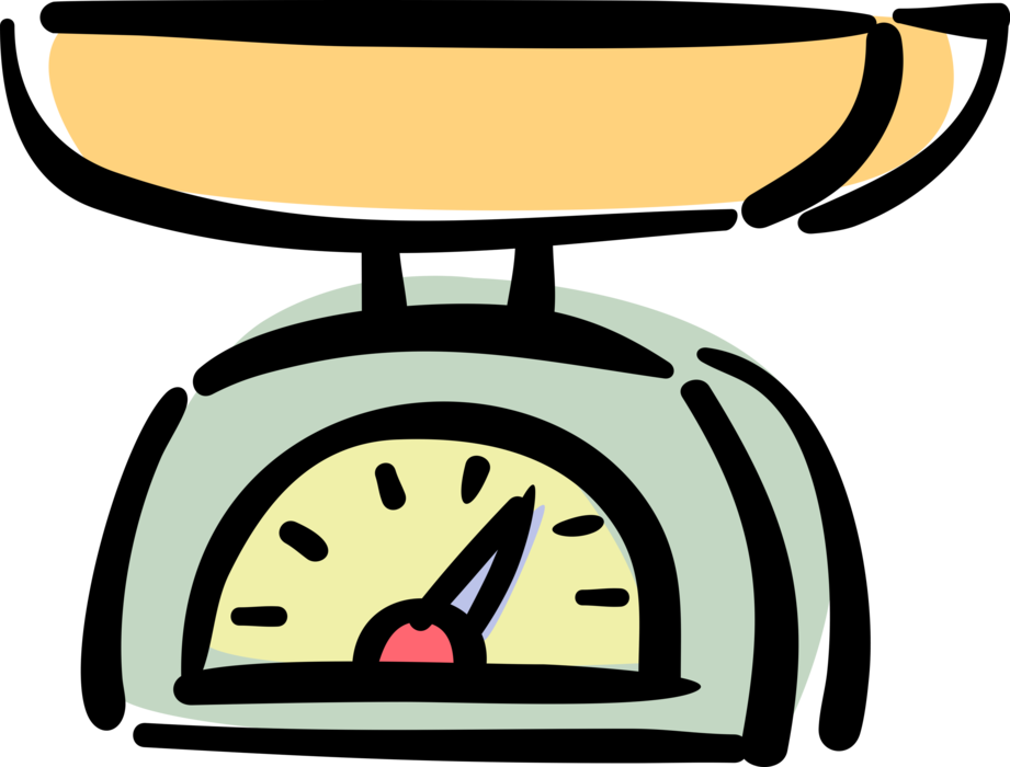 Vector Illustration of Kitchen Scale Weighs Food and Ingredients for Cooking and Baking