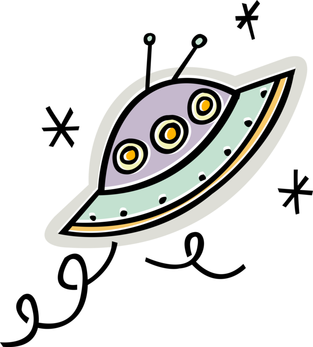 Vector Illustration of UFO Flying Saucer Outer Space Extraterrestrial Spaceship Unidentified Flying Object