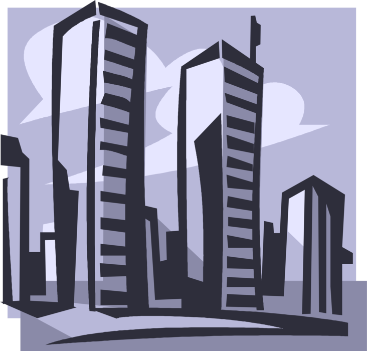 Vector Illustration of World Trade Center Landmark Twin Towers Destroyed in September 11 Attacks