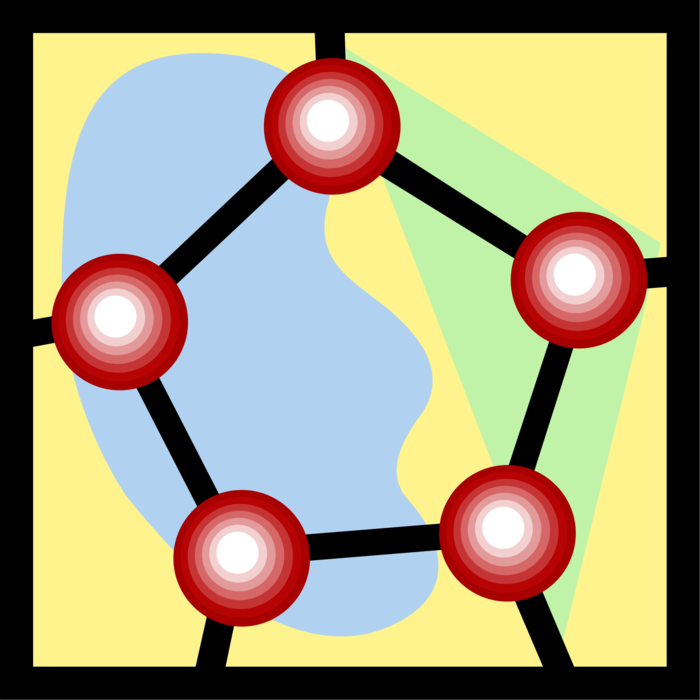 Vector Illustration of Chemistry Molecule Atoms Held Together by Chemical Bonds