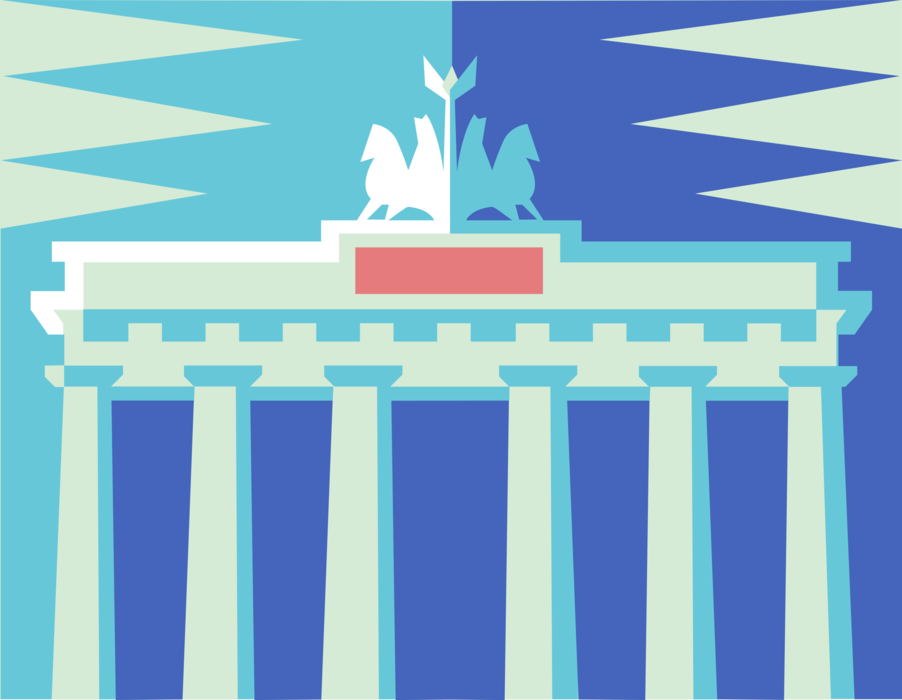 Vector Illustration of Brandenburg Gate, German Neoclassical Monument Landmark, Berlin, Germany 