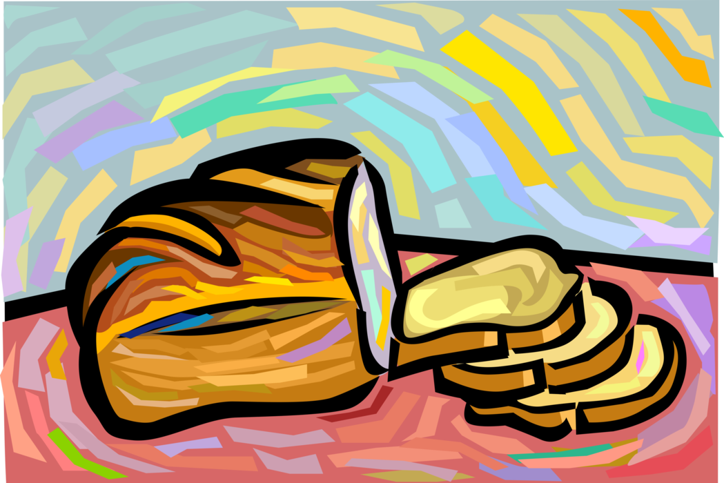 Vector Illustration of Staple Food Baked Bread Prepared from Flour and Water Dough