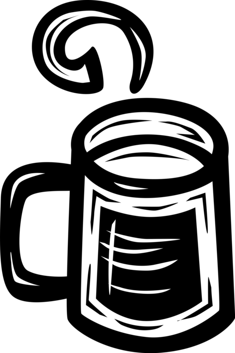 Vector Illustration of Cup of Hot Freshly Brewed Coffee Beverage Drink