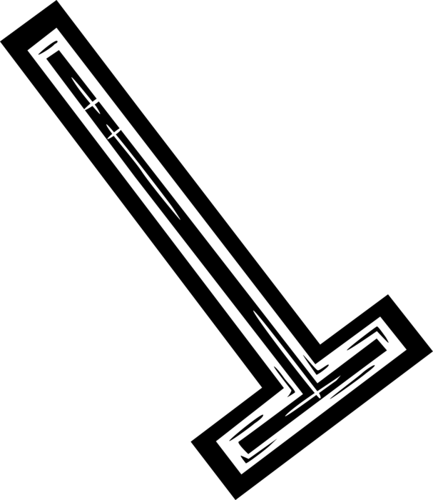 Vector Illustration of T-Square Technical Drawing Instrument used by Draftsmen on Drafting Table