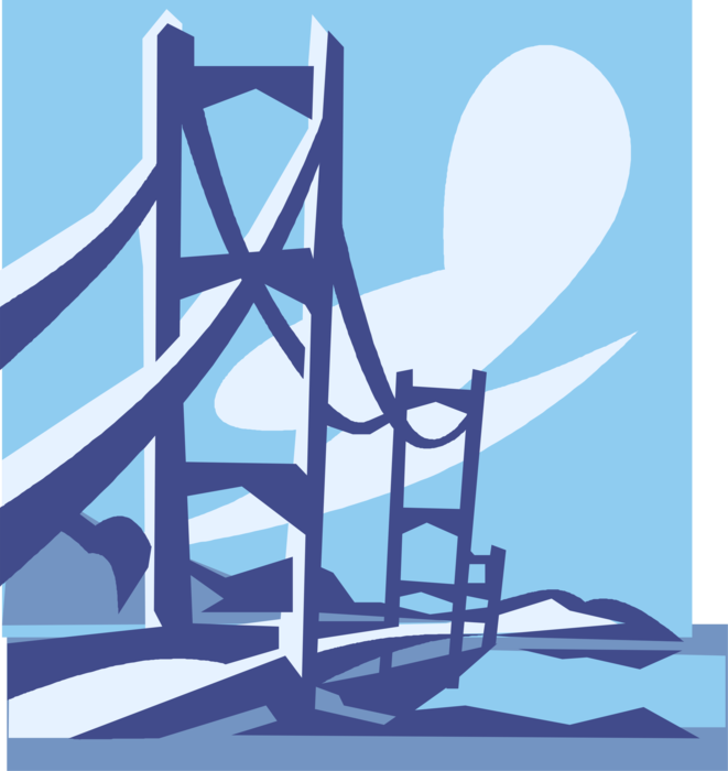 Vector Illustration of Golden Gate Suspension Bridge, San Francisco, California, USA