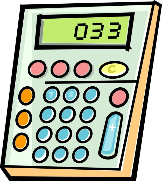 Vector Illustration of Calculator Portable Electronic Device Performs Basic Operations of Mathematics