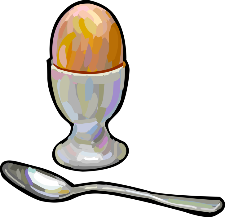Vector Illustration of Hard Boiled Egg with Spoon