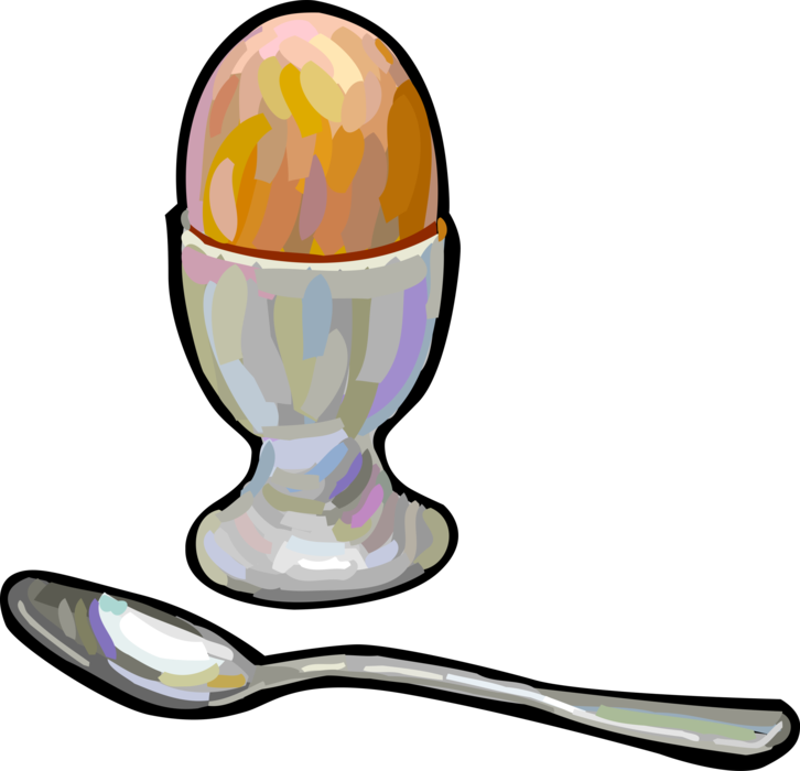 Vector Illustration of Hard Boiled Egg with Spoon