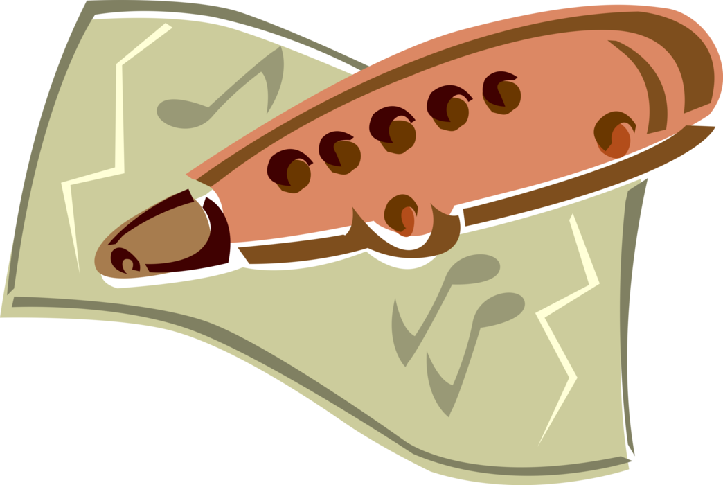 Vector Illustration of Kazoo Musical Instrument Adds "Buzzing" Timbral Quality to Player's Voice