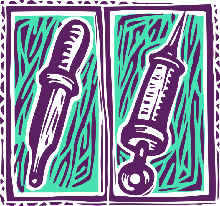 Vector Illustration of Medical Syringe Hypodermic Needle with Eyedropper