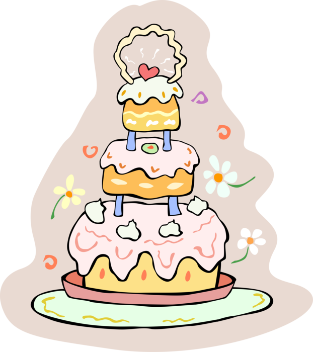 Vector Illustration of Wedding Cake Traditional Cake Served at Wedding Receptions 