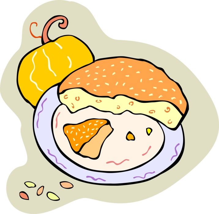 Vector Illustration of Pumpkin Bread Dessert Cake