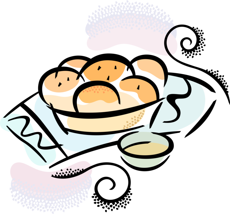 Vector Illustration of Fresh Oven-Baked Bread Rolls or Buns
