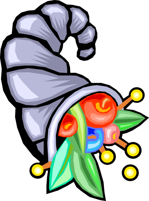 Vector Illustration of Cornucopia Horn of Plenty with Fall Harvest Fruits