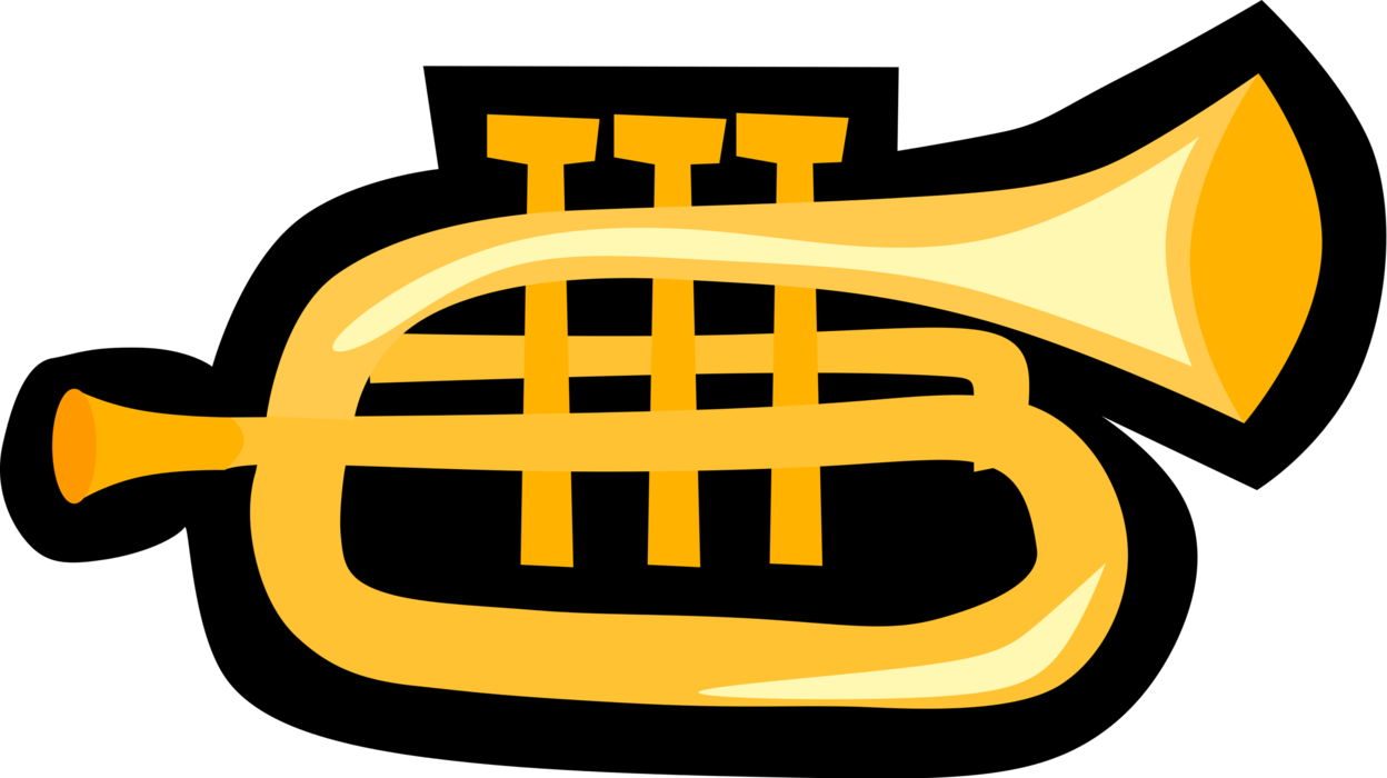 Vector Illustration of Trumpet Horn Brass Musical Instrument used in Classical and Jazz Ensembles