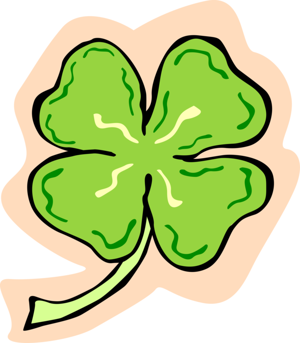 Vector Illustration of St Patrick's Day Four-Leaf Clover Irish Shamrock Brings, Faith, Hope, Love, and Good Luck