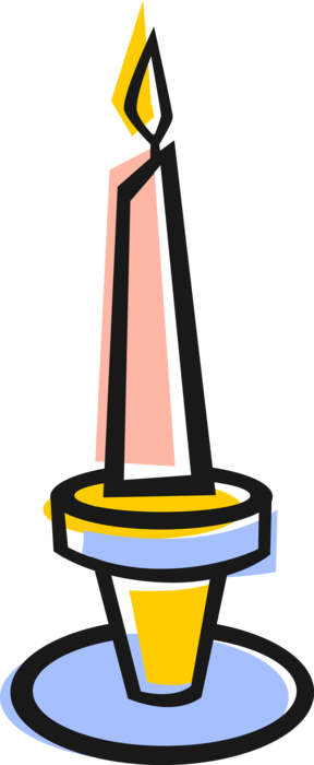 Vector Illustration of Candle Ignitable Wick Embedded in Wax with Burning Flame
