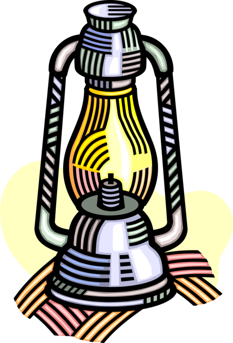 Vector Illustration of Kerosene Oil Lamp Hurricane Lantern Provides Light