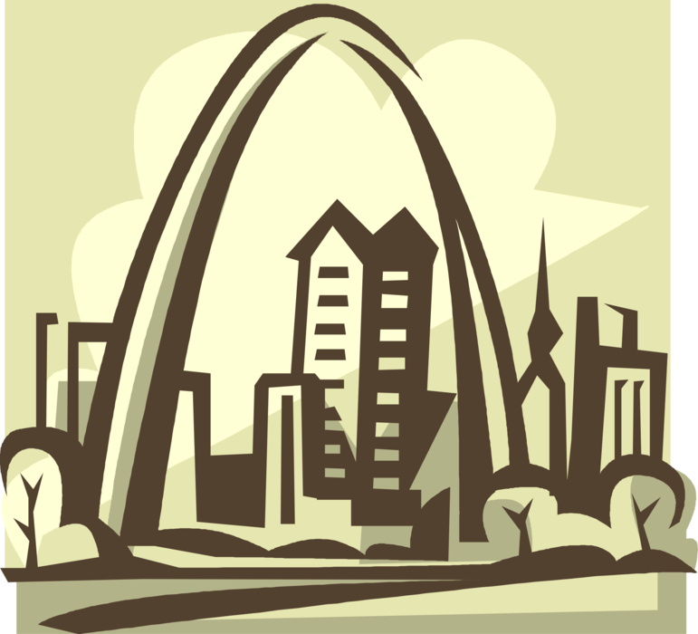 Vector Illustration of Gateway Arch Monument World's Tallest Catenary Arch, St. Louis, Missouri, USA