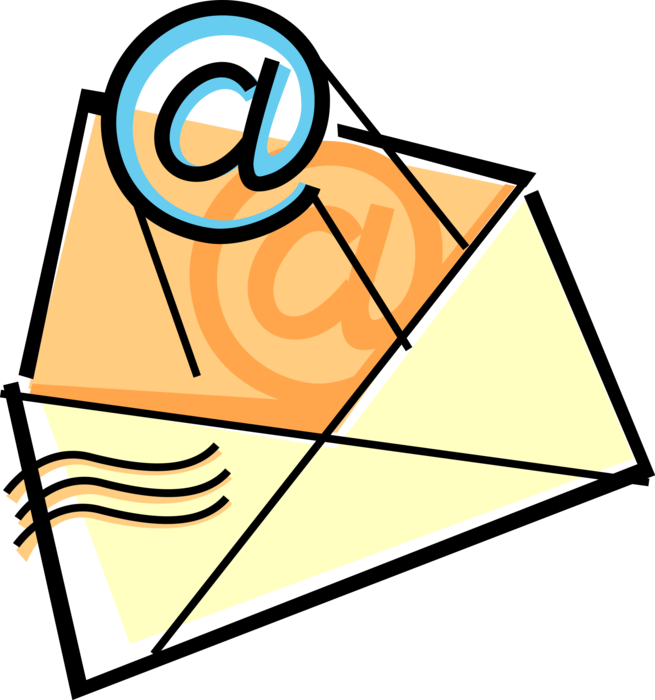 Vector Illustration of Internet Electronic Mail Email Correspondence @ Symbol Exchanges Digital Messages