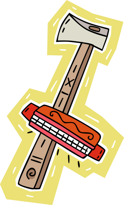 Vector Illustration of Axe Implement used to Shape, Split, Cut and Wood or Timber Logs