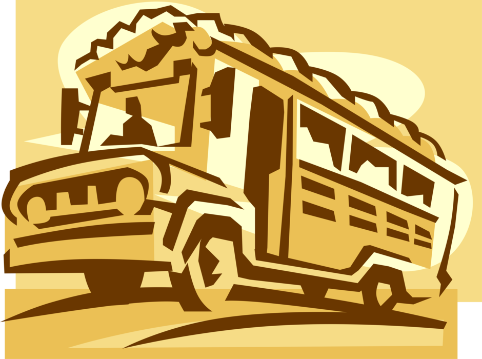 Vector Illustration of Schoolbus or School Bus used for Student Transport To and From School