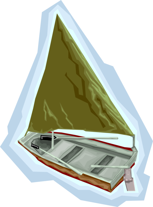 Vector Illustration of Sailboat Sailing on Water