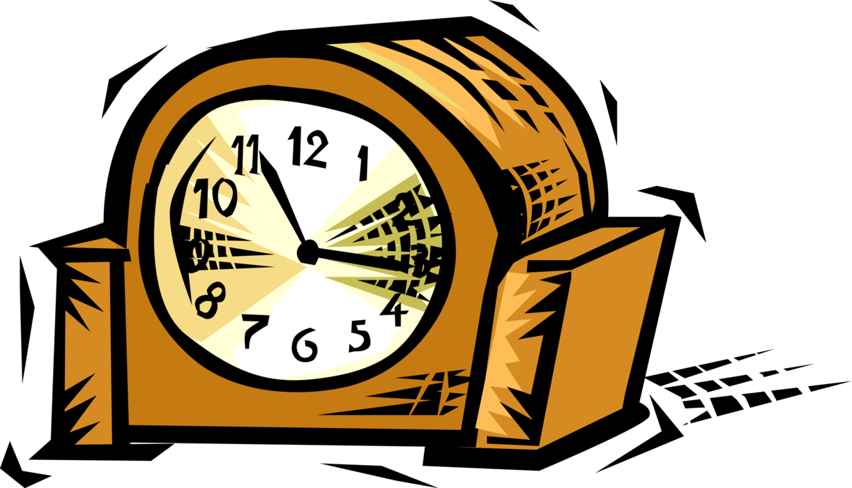 Vector Illustration of Mantle Clock Indicates, Keeps and Co-ordinates Time