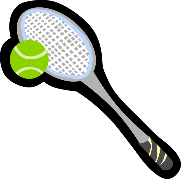 Vector Illustration of Sport of Tennis Racket or Racquet with Tennis Ball