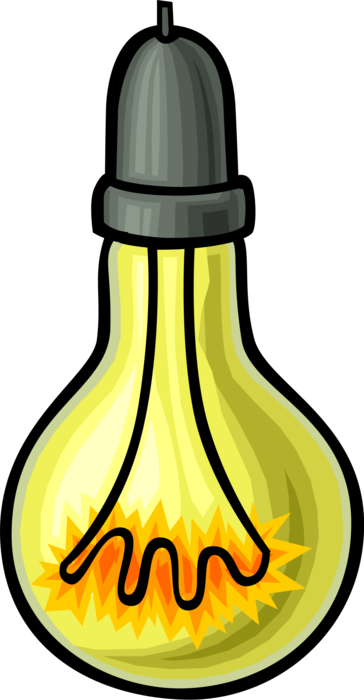 Vector Illustration of Electric Light Bulb Symbol of Invention, Innovation, Inspiration and Good Ideas