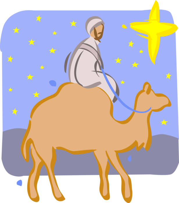 Vector Illustration of Nomadic Arab Rides Beast of Burden Camel