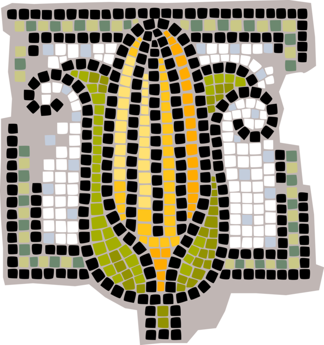 Vector Illustration of Decorative Mosaic Cob or Husk of Maize Corn