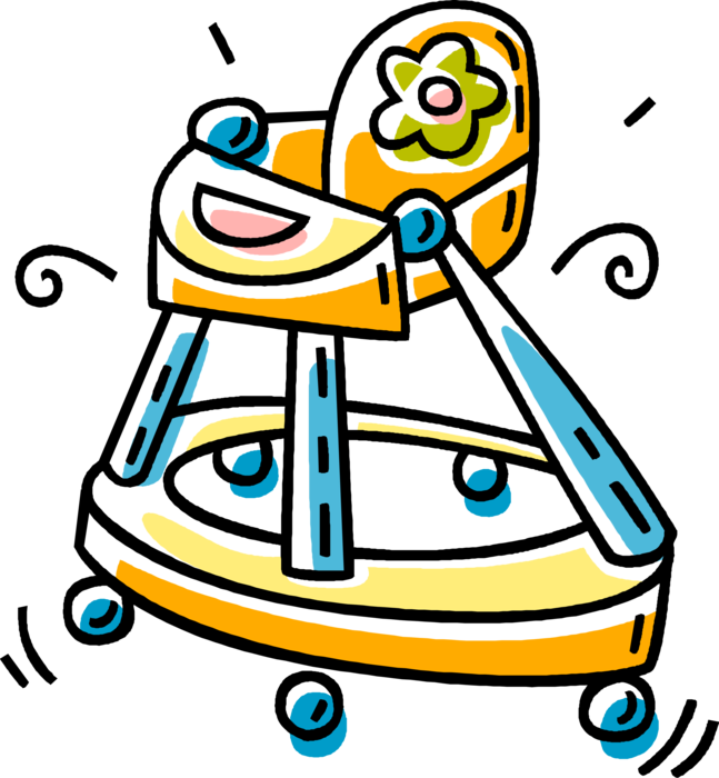 Vector Illustration of Infant Baby Walker on Wheels