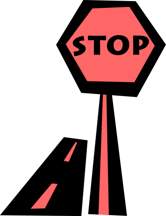 Vector Illustration of Traffic Stop Sign Notifies Motorist Drivers They Must Stop Before Proceeding