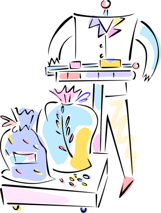 Vector Illustration of Farm Weigh Scale Force-Measuring Device for Weight Measurement Weighs Grain Crop