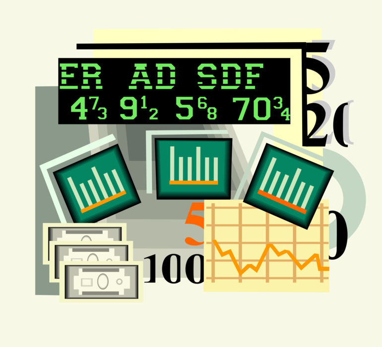 Vector Illustration of Wall Street Financial Stock Market Investment Indices