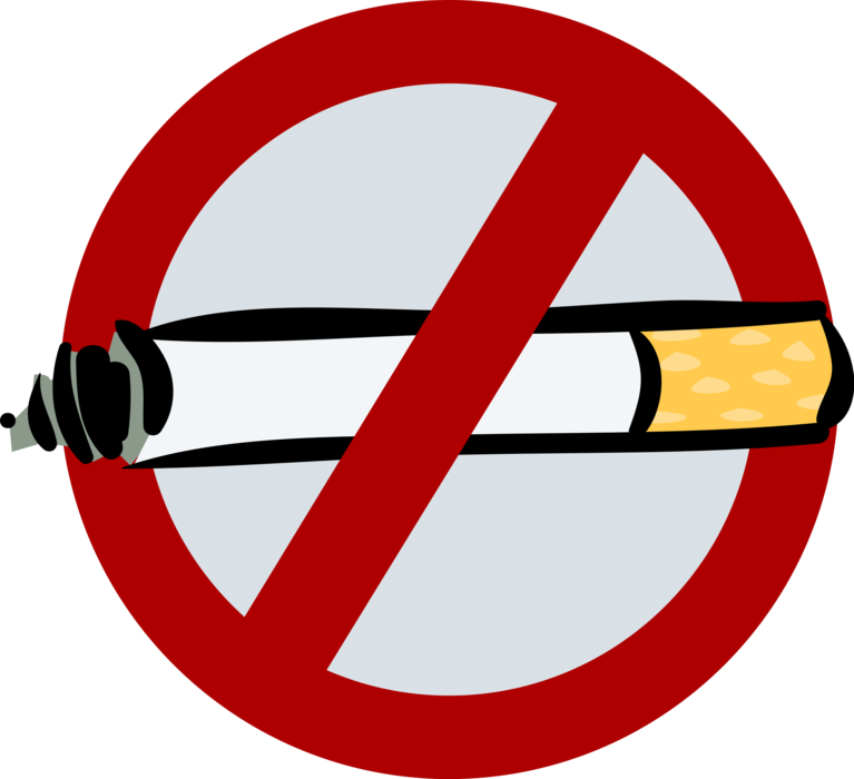Vector Illustration of Tobacco Cigarette No Smoking or Smoking Cessation Sign