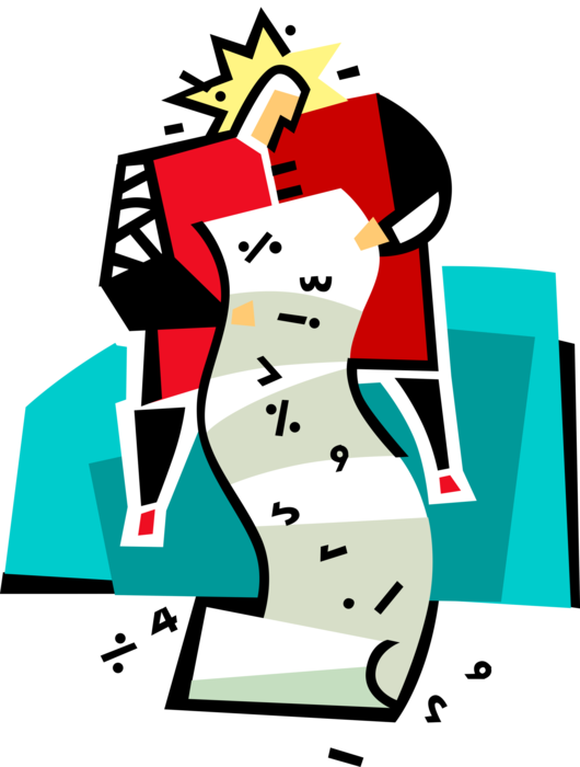 Vector Illustration of Businessman Reads Business Financial Results Printout