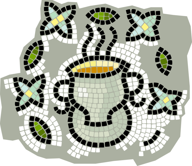 Vector Illustration of Decorative Mosaic Tea Cup