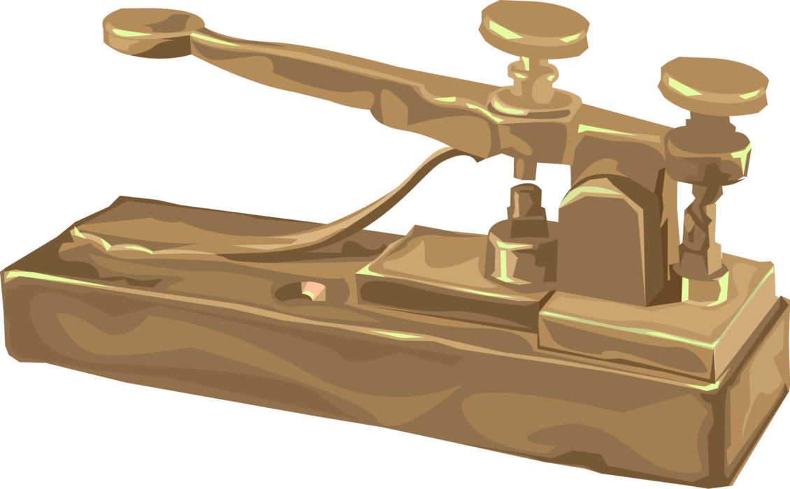 Vector Illustration of Morse Code Telegraph for Transmitting Text Information via Clicks