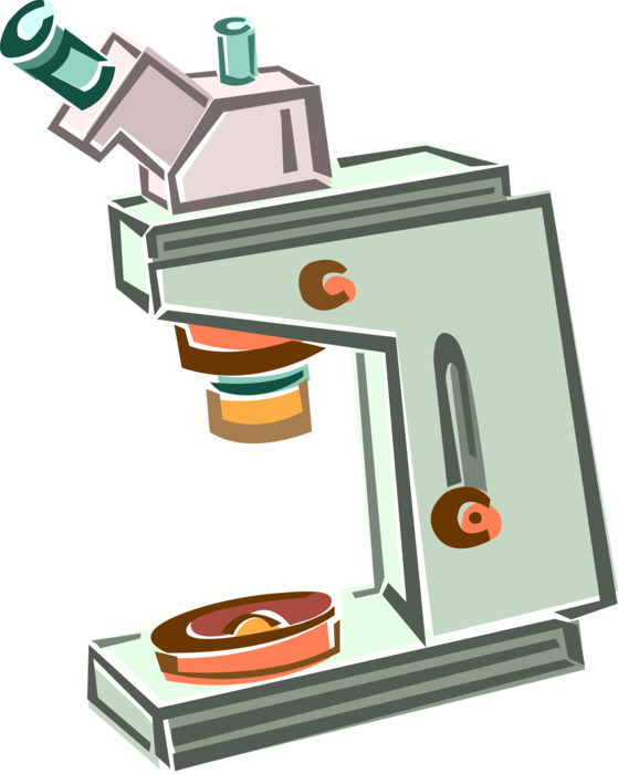 Vector Illustration of Laboratory Microscope Instrument Sees Objects Too Small for Naked Eye