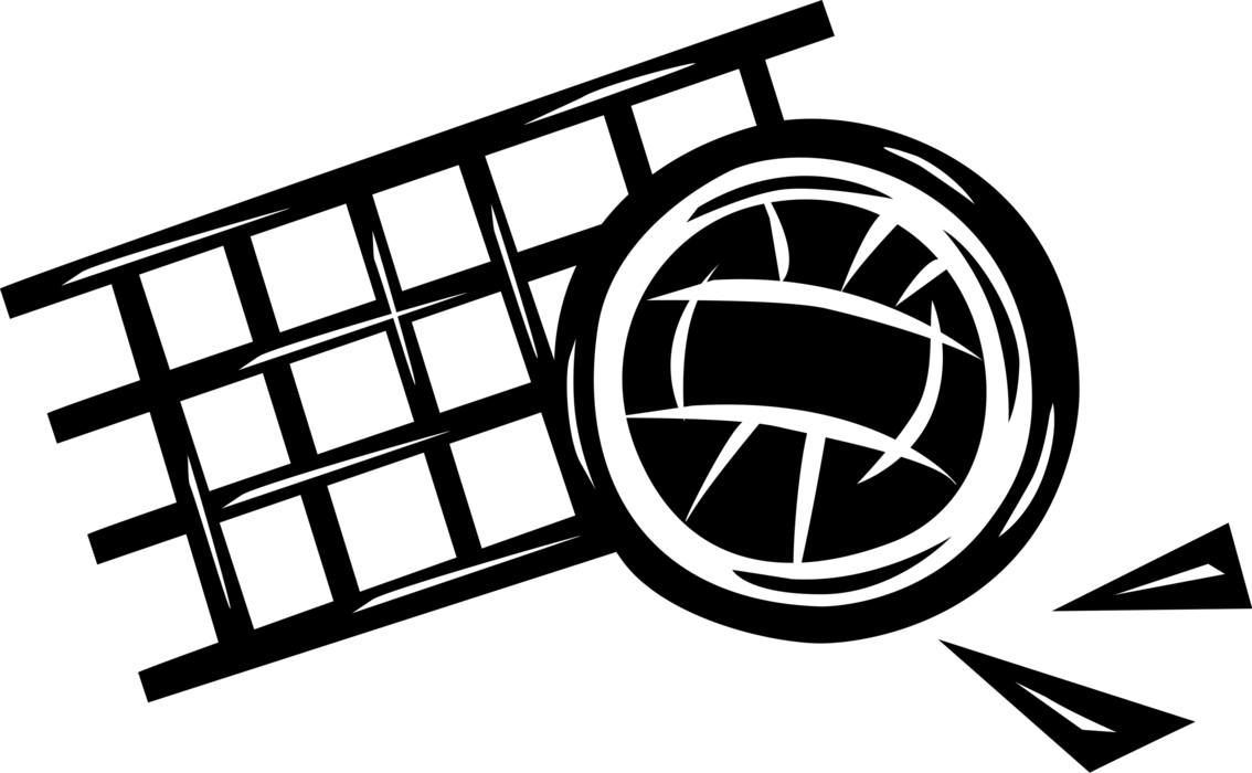 Vector Illustration of Sport of Beach Volleyball Ball and Net