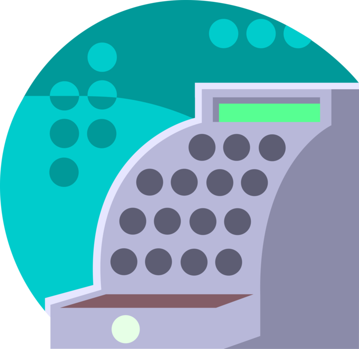 Vector Illustration of Cash Register for Registering and Calculating Retail Sales Transactions