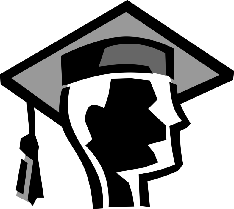 Vector Illustration of College or University Graduating Student with Graduate's Mortarboard Cap