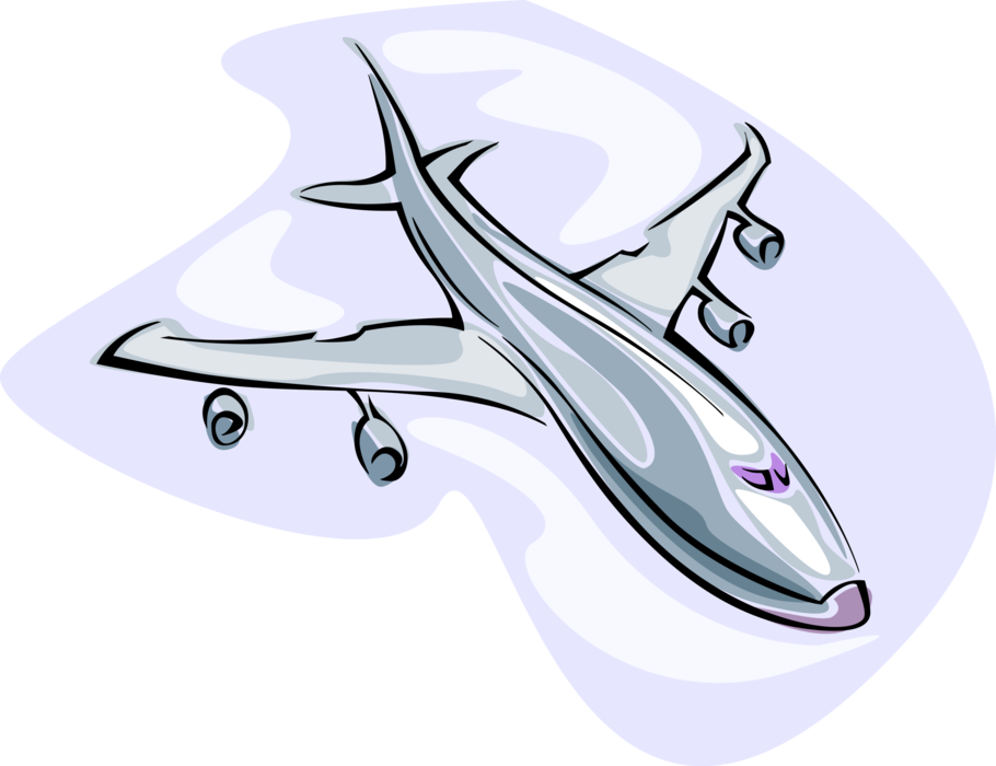 Vector Illustration of Commercial Airline Passenger Jet Airplane Aircraft in Flight