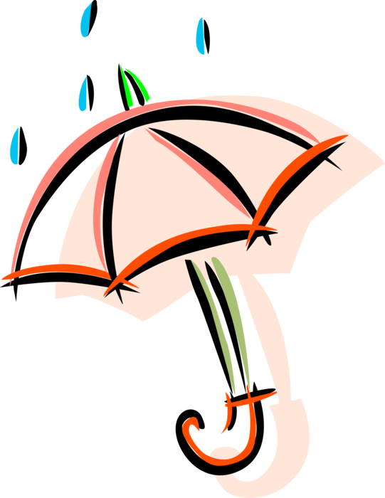 Vector Illustration of Umbrella or Parasol Provides Protection from Inclement Weather Rain or Bright Sunlight