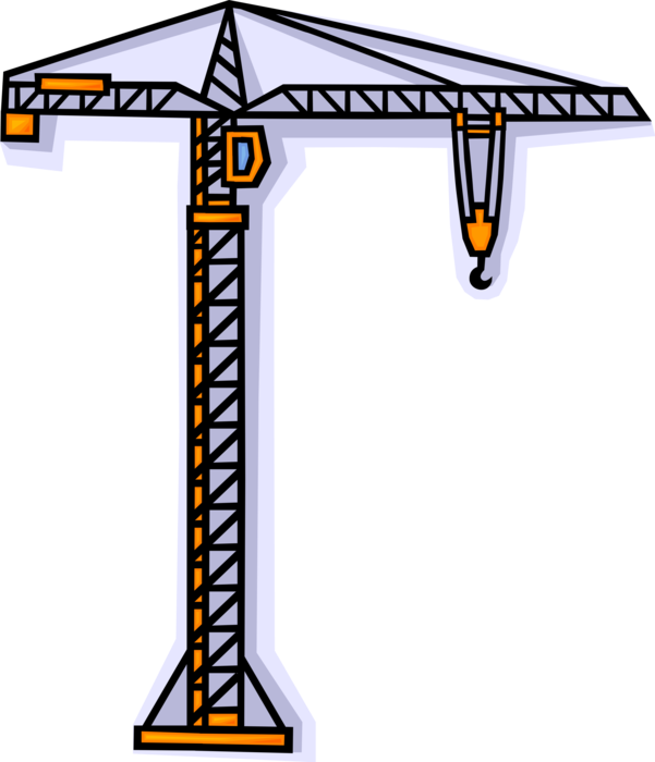 Vector Illustration of Construction Industry Crane with Lifting Hook