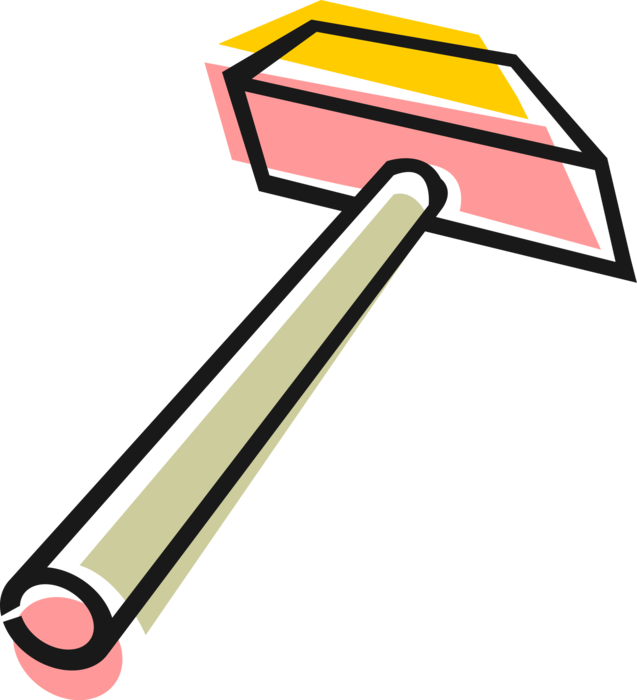 Vector Illustration of Wooden Hammer Mallet Hand Tool