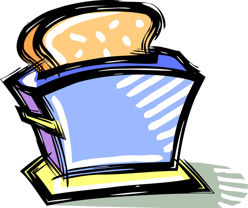 Vector Illustration of Small Electric Kitchen Appliance Toaster or Toast Maker 